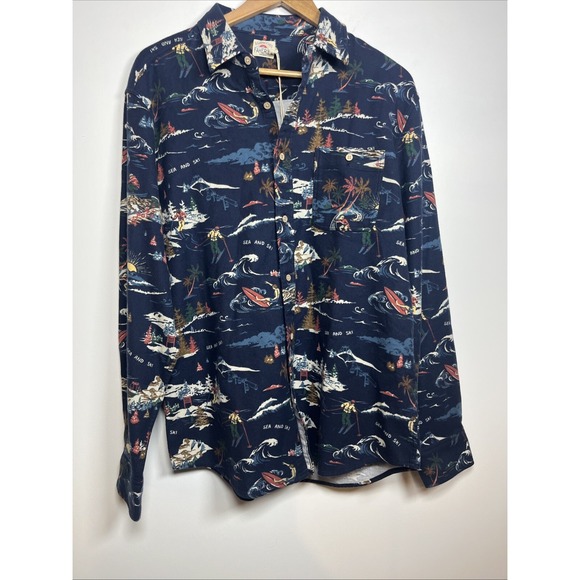 Faherty Other - Men's Faherty Navy Ski Plaid Super Brushed Stretch Flannel Button-Up Shirt Sz L